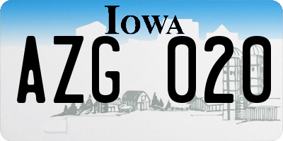 IA license plate AZG020