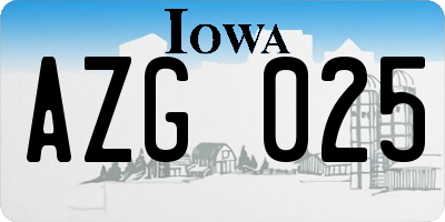 IA license plate AZG025