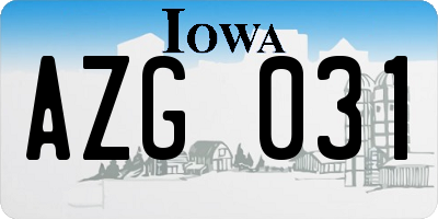 IA license plate AZG031