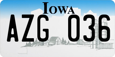 IA license plate AZG036