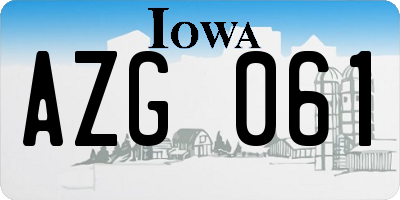 IA license plate AZG061