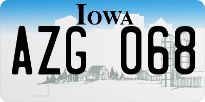 IA license plate AZG068