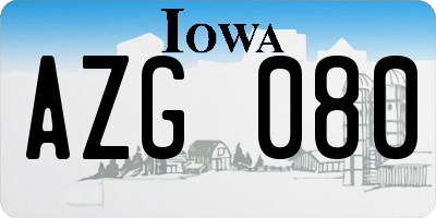 IA license plate AZG080