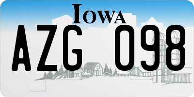 IA license plate AZG098