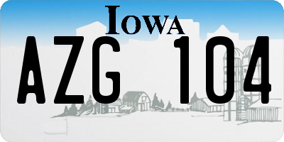 IA license plate AZG104