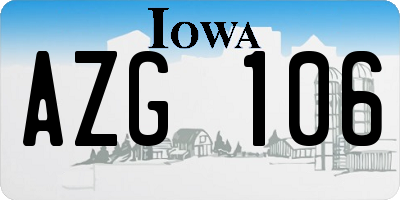 IA license plate AZG106