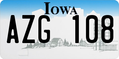 IA license plate AZG108