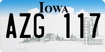 IA license plate AZG117