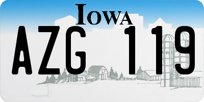 IA license plate AZG119