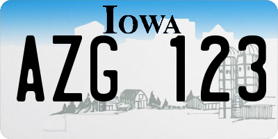 IA license plate AZG123