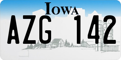 IA license plate AZG142