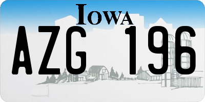 IA license plate AZG196