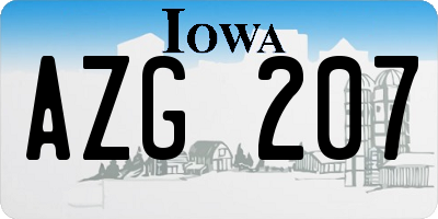 IA license plate AZG207