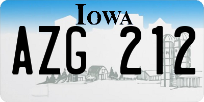 IA license plate AZG212