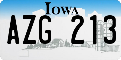 IA license plate AZG213
