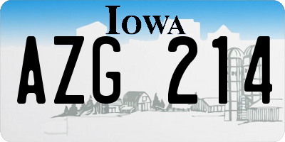 IA license plate AZG214