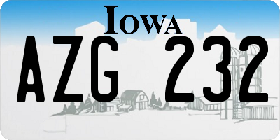 IA license plate AZG232