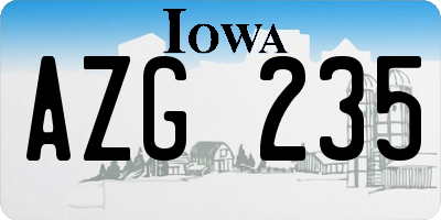 IA license plate AZG235