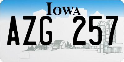 IA license plate AZG257