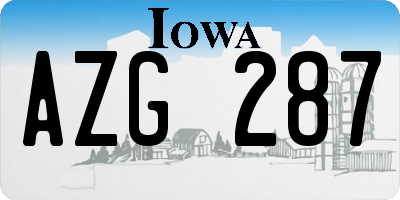 IA license plate AZG287