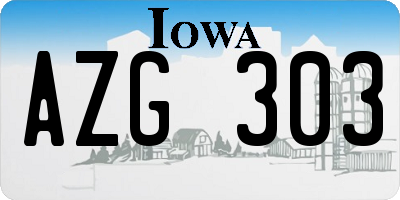 IA license plate AZG303