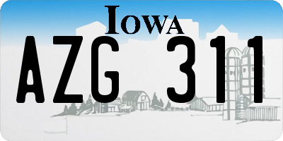 IA license plate AZG311