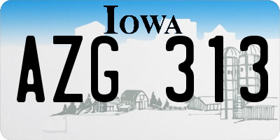 IA license plate AZG313