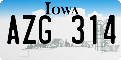 IA license plate AZG314