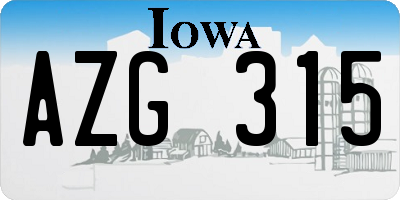 IA license plate AZG315