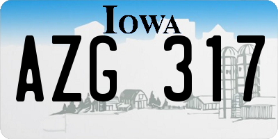 IA license plate AZG317