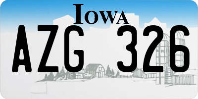 IA license plate AZG326