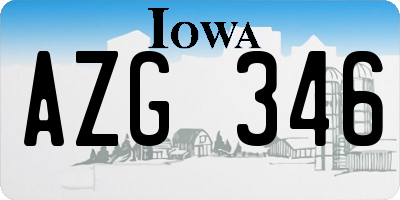 IA license plate AZG346
