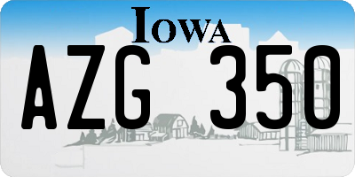 IA license plate AZG350