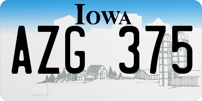 IA license plate AZG375