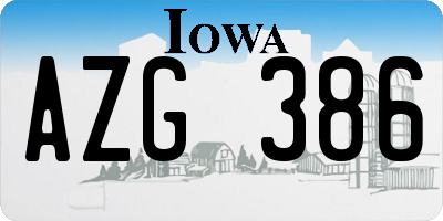 IA license plate AZG386