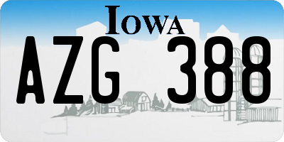 IA license plate AZG388