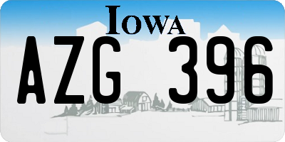 IA license plate AZG396