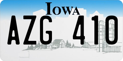 IA license plate AZG410