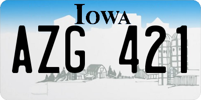 IA license plate AZG421