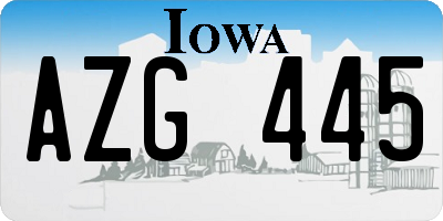 IA license plate AZG445