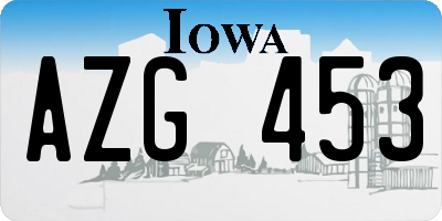 IA license plate AZG453
