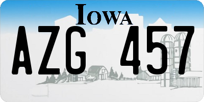 IA license plate AZG457