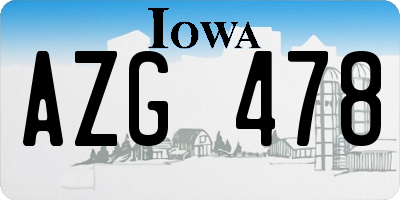 IA license plate AZG478