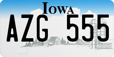 IA license plate AZG555