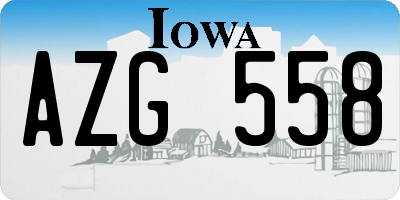 IA license plate AZG558