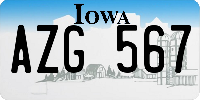IA license plate AZG567