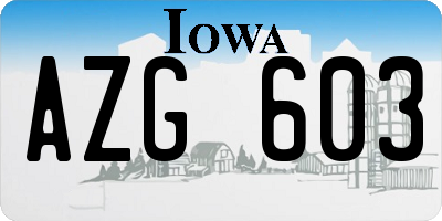 IA license plate AZG603