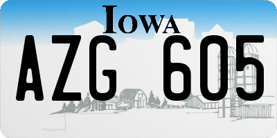 IA license plate AZG605