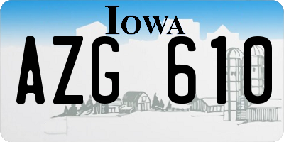 IA license plate AZG610