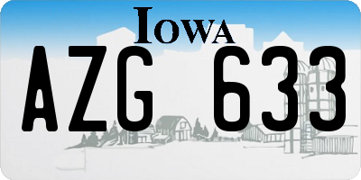 IA license plate AZG633